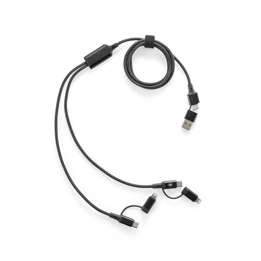 BERTOZZI. Cavo USB super veloce 6 in 1 in alluminio riciclato (20%) e PET riciclato (4%) - vista 1