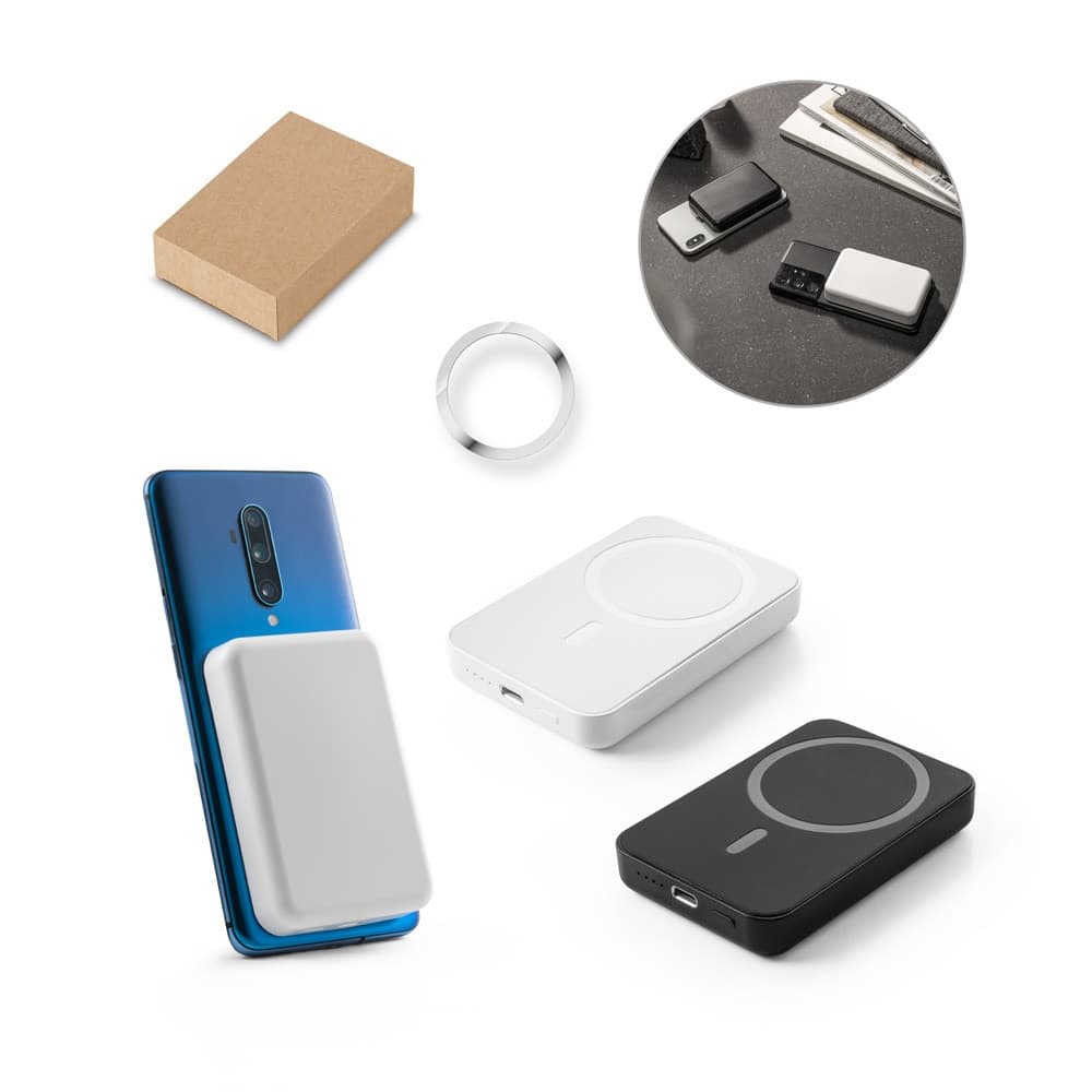 AMPERE 5. Power bank magnetico da 5'000 mAh con caricatore wireless superveloce da 15W in ABS riciclato (100% rABS) - vista 4
