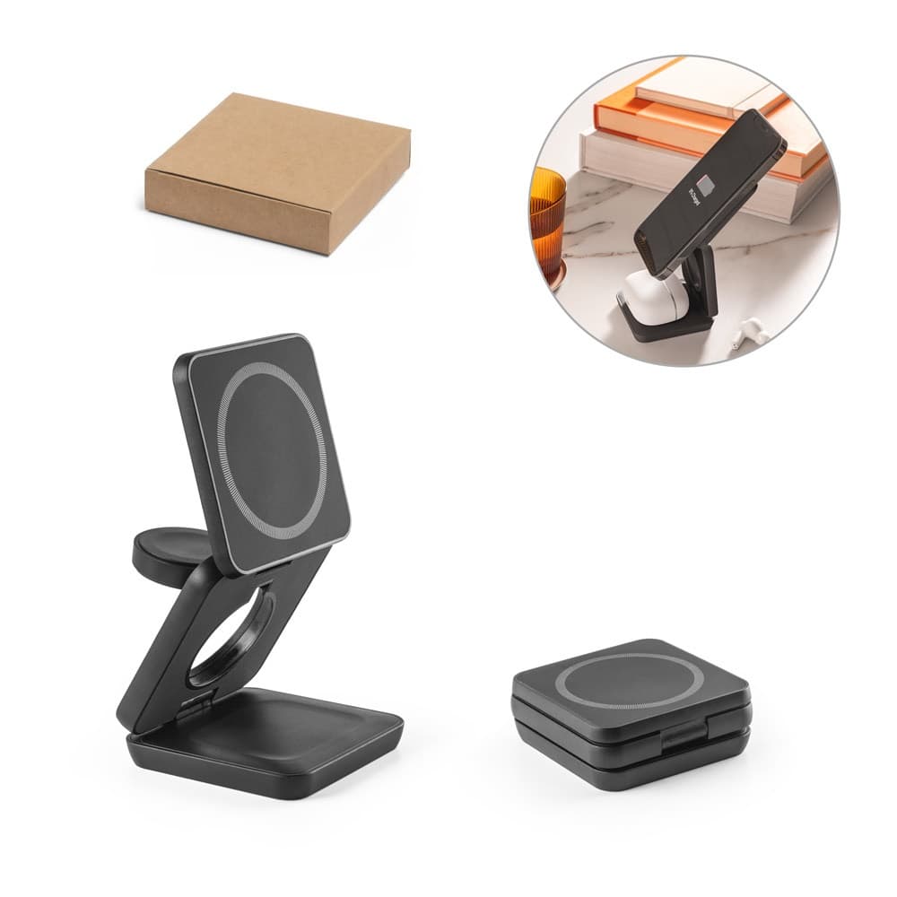 BROGLIE. Caricatore wireless magnetico superveloce 4-in-1 da 15W in ABS riciclato (100% rABS) - vista 6
