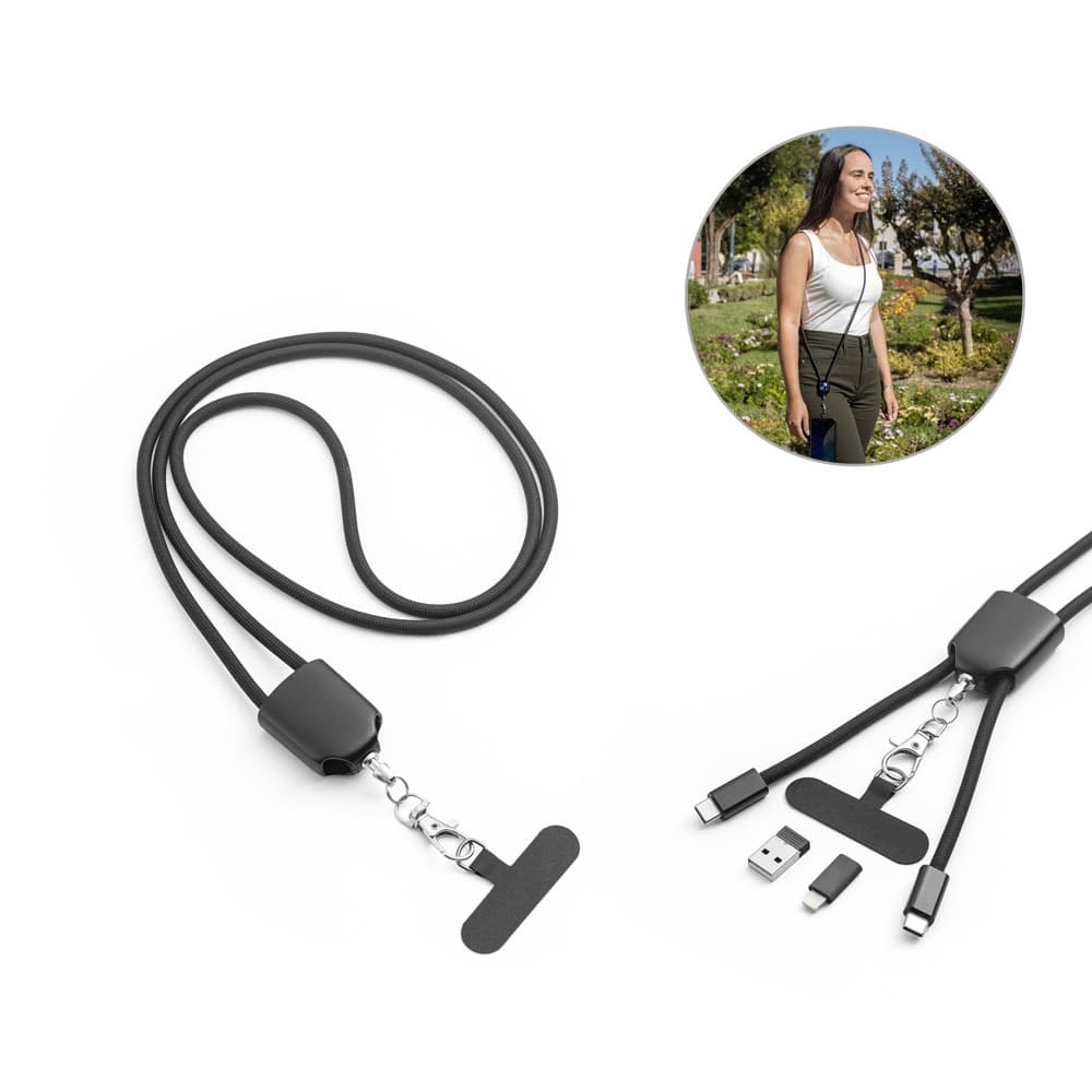ZEWAIL. Cordino Lanyard con supporto per smartphone incluso, cavo USB-C e diversi adattatori in ABS riciclato e TPE riciclato - vista 6