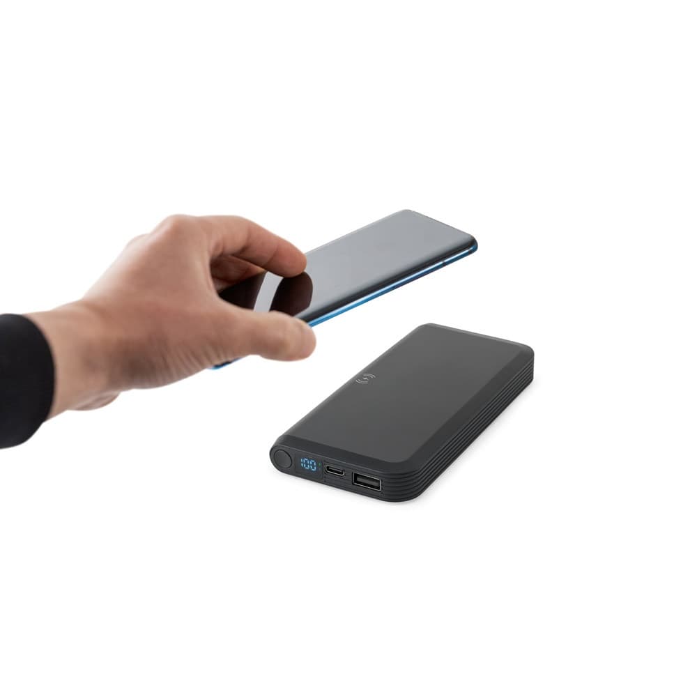 BECKER 10. Power bank da 10'000 mAh in ABS riciclato (100% rABS) con caricatore wireless superveloce da 15W - vista 4