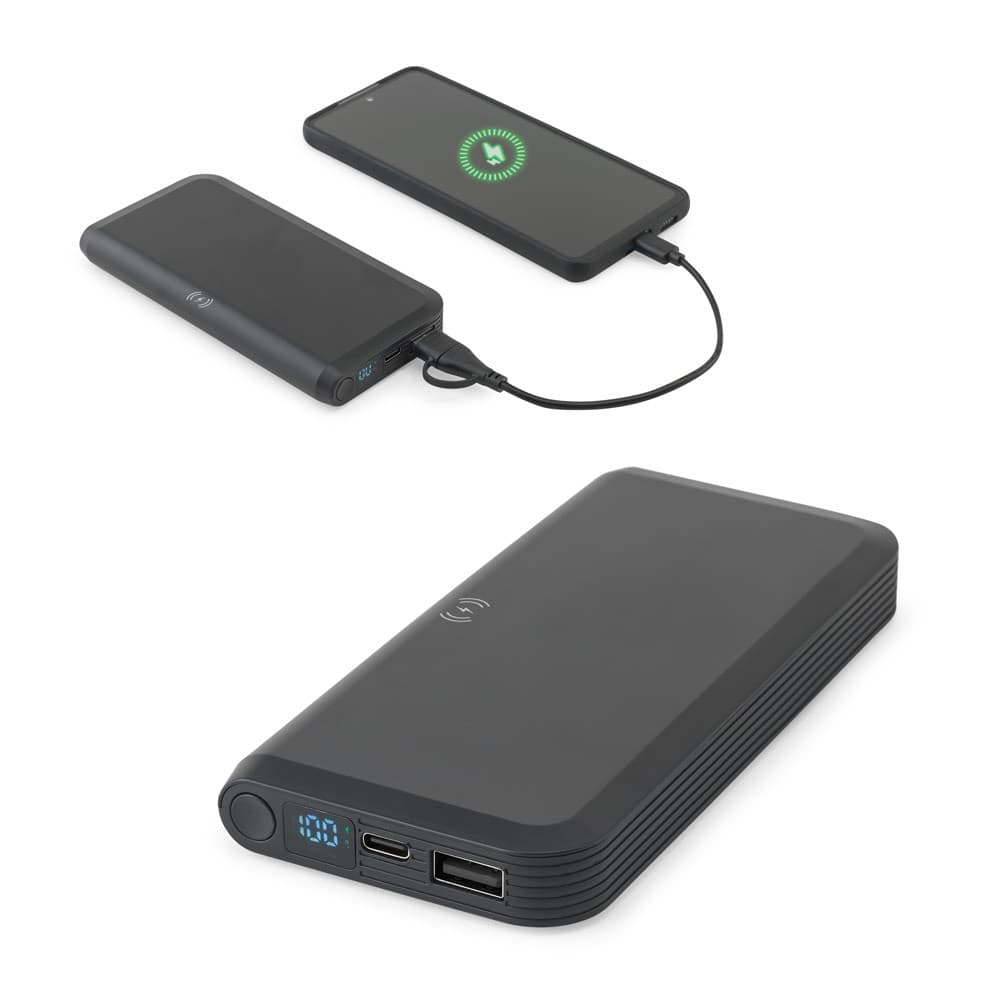 BECKER 10. Power bank da 10'000 mAh in ABS riciclato (100% rABS) con caricatore wireless superveloce da 15W - vista 5