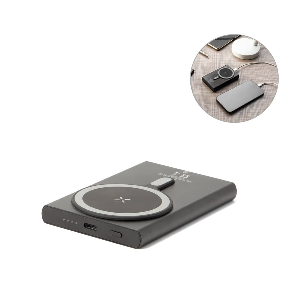 WRIGHT 5. Power bank magnetico con ricarica super rapidain alluminio riciclato e ABS riciclato 5'000 mAh - vista 5