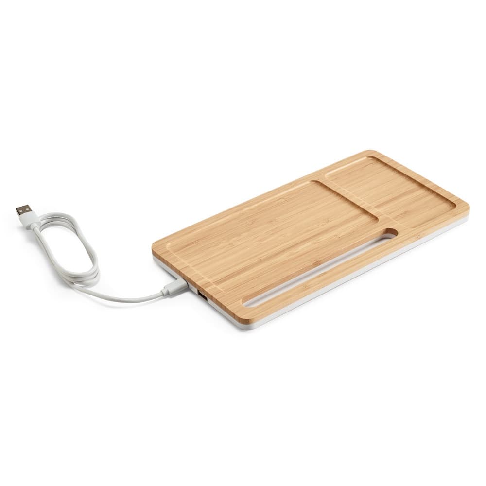 MOTT. Organizer da tavolo con caricatore wireless da 15W in bambù e ABS - vista 1