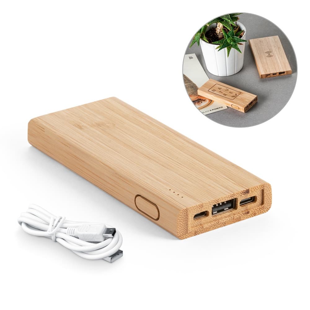 KOHN. Banca di alimentazione da 5'000 mAh in bambù - vista 3