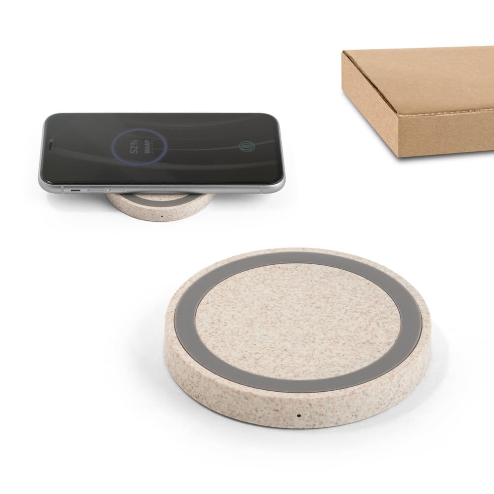 CUVIER. Caricatore wireless 15W in ABS riciclato (65% rABS) e fibra di paglia di grano (35%) - vista 4
