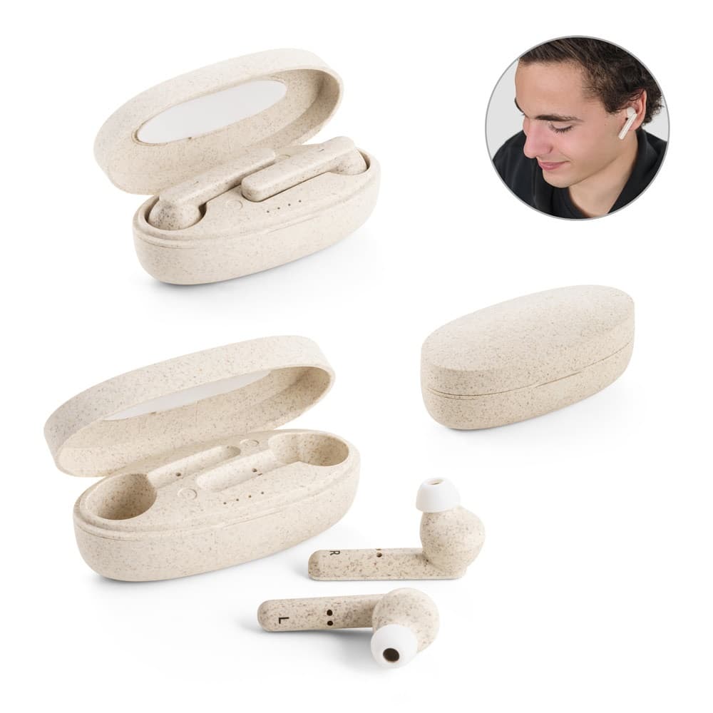 FOURIER. Auricolari wireless con durata della batteria di 3 ore in fibra di paglia di grano e PP - vista 5