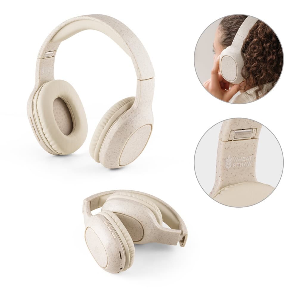 FEYNMAN. Cuffie wireless pieghevoli con batteria di 4 ore in paglia di grano e ABS - vista 6