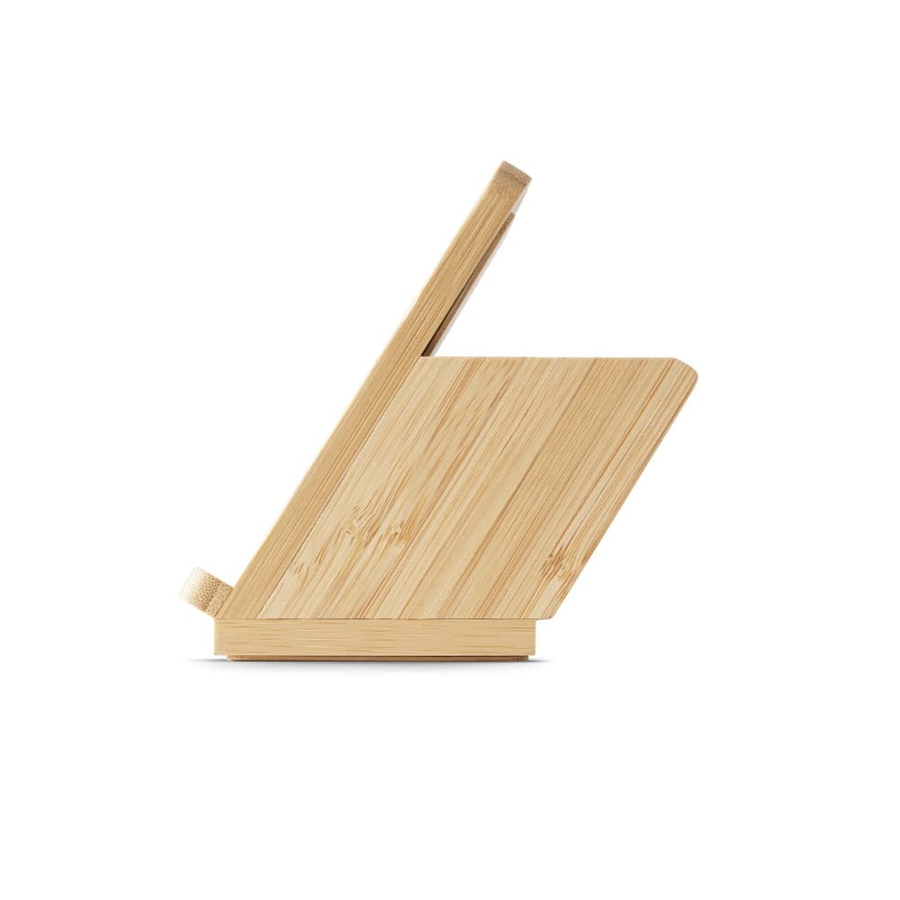 LEAVITT. Supporto per smartphone e porta biro con caricatore wireless veloce da 10W in bambù - vista 4