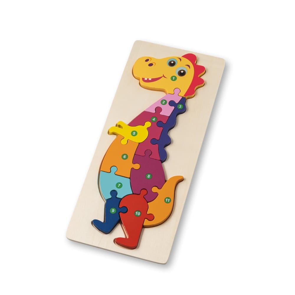DIPLODOCO. Puzzle in legno compensato a forma di dinosauro - vista 1