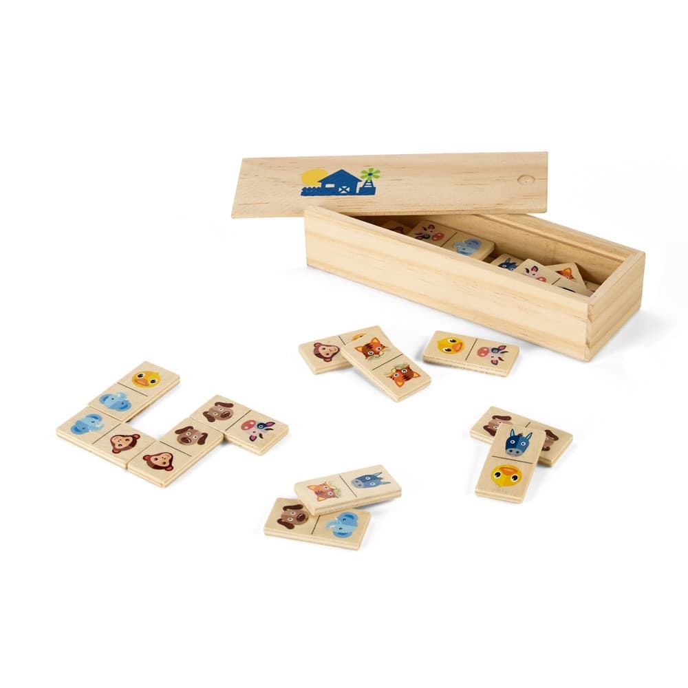 DOMIN. Gioco domino in legno per bambini. 28 pezzi con figure di animali - vista 1