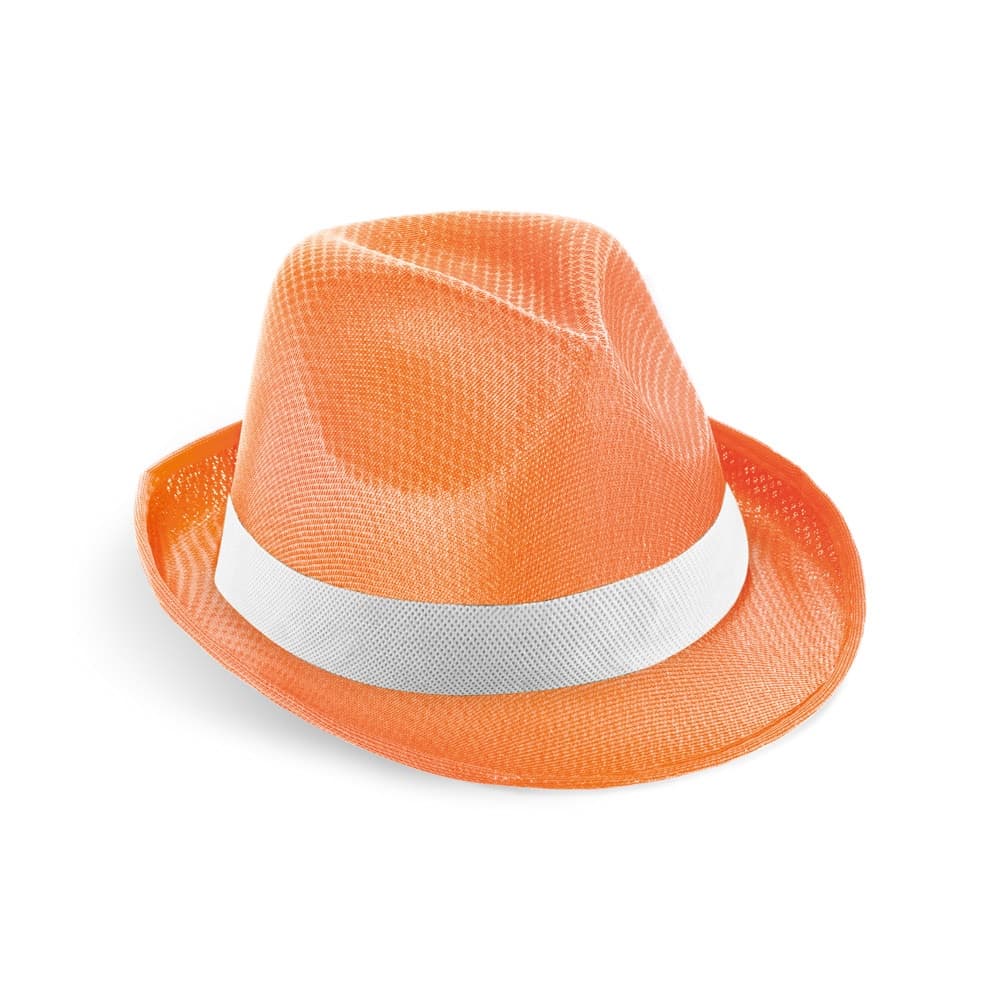 MANOLO POLI. Cappello in PP con nastro in poliestere bianco - vista 1