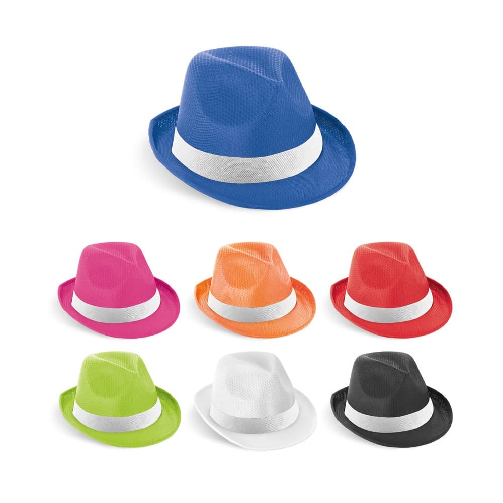MANOLO POLI. Cappello in PP con nastro in poliestere bianco - vista 2