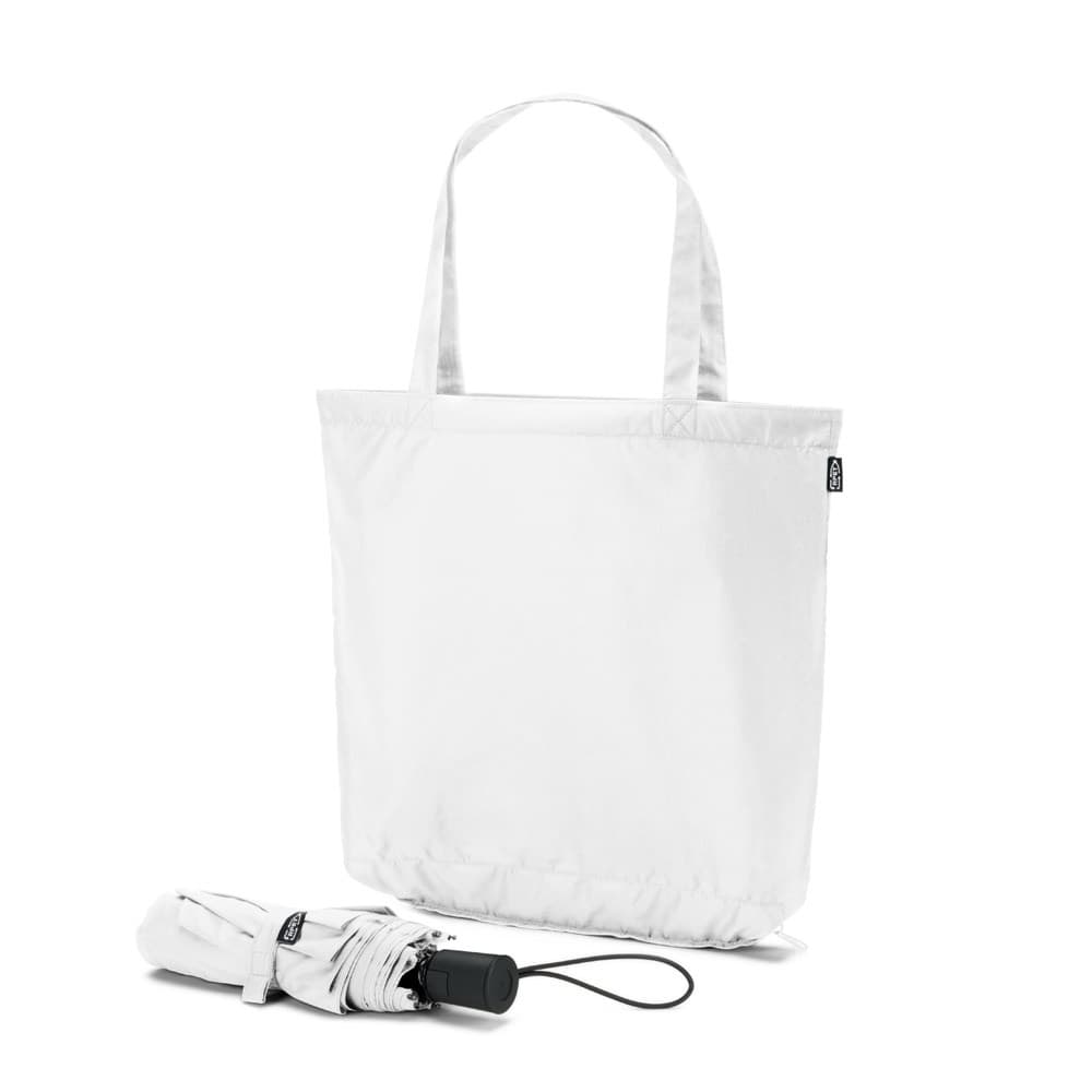 SKYLAR. Ombrello 2 in 1 con borsa per la spesa in poliestere riciclato inclusa - vista 1