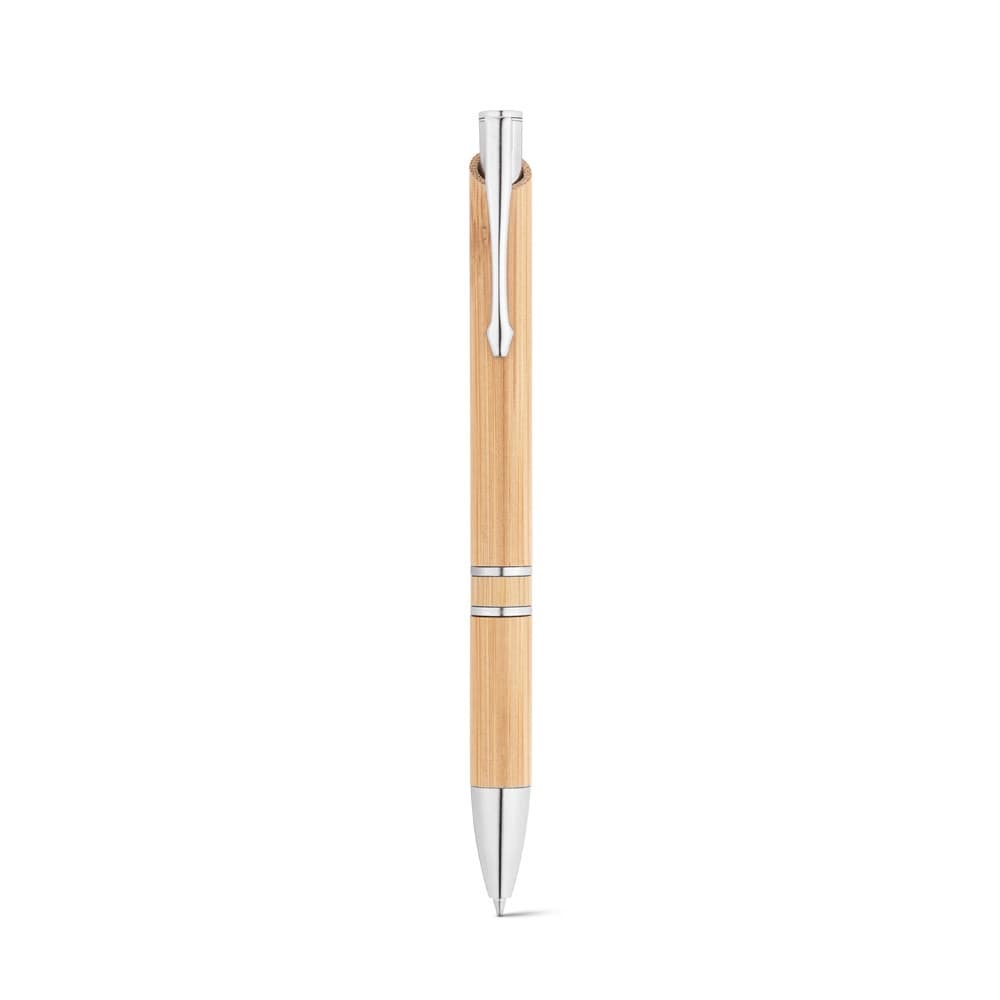BETA BAMBOO. Penna a sfera in bambù con clip e dettagli in metallo