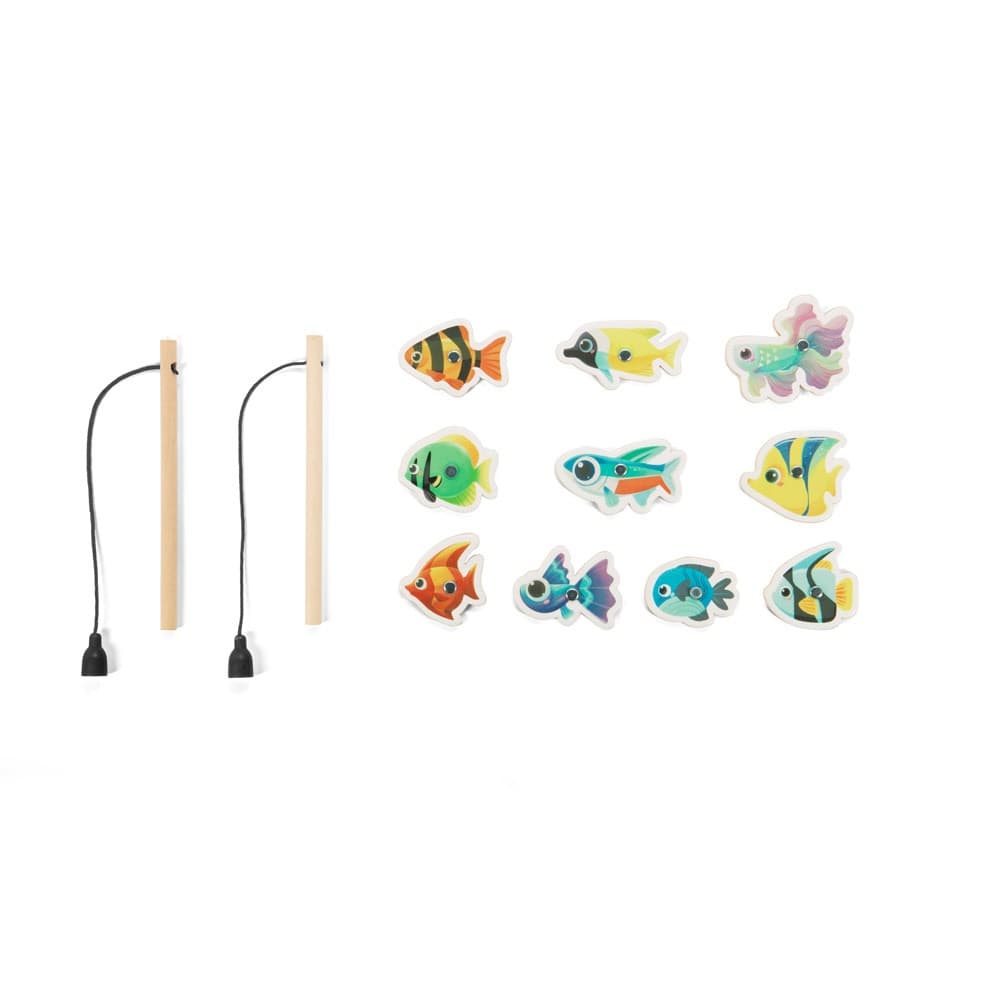 FISHY. Set da pesca composto da 10 pesci in legno,ideale per bambini
