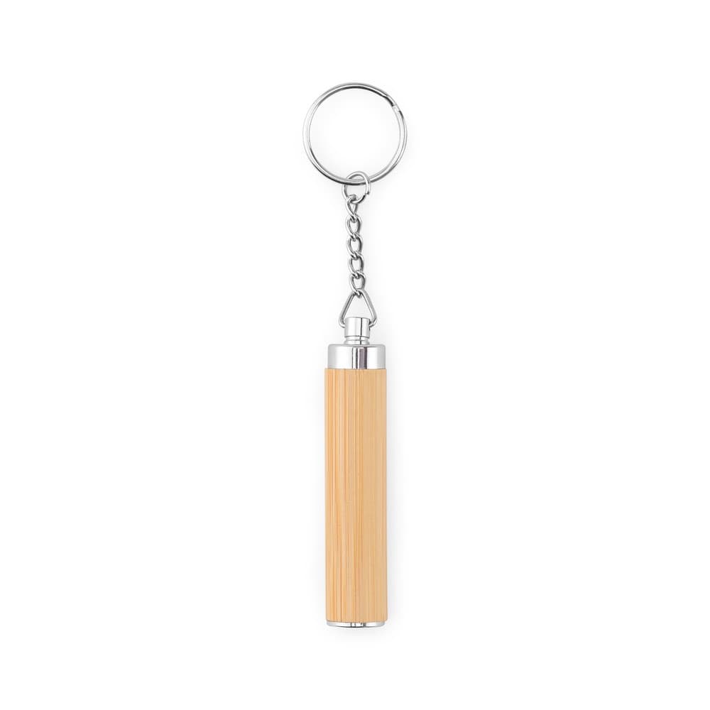 RACHEL. Portachiavi in bambù e ABS con torcia LED