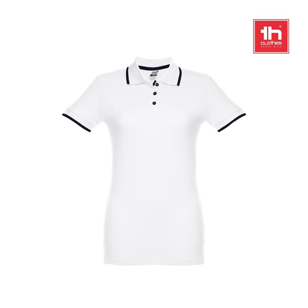 THC ROME WOMEN WH. Polo da donna in cotone bicolore - vista 5