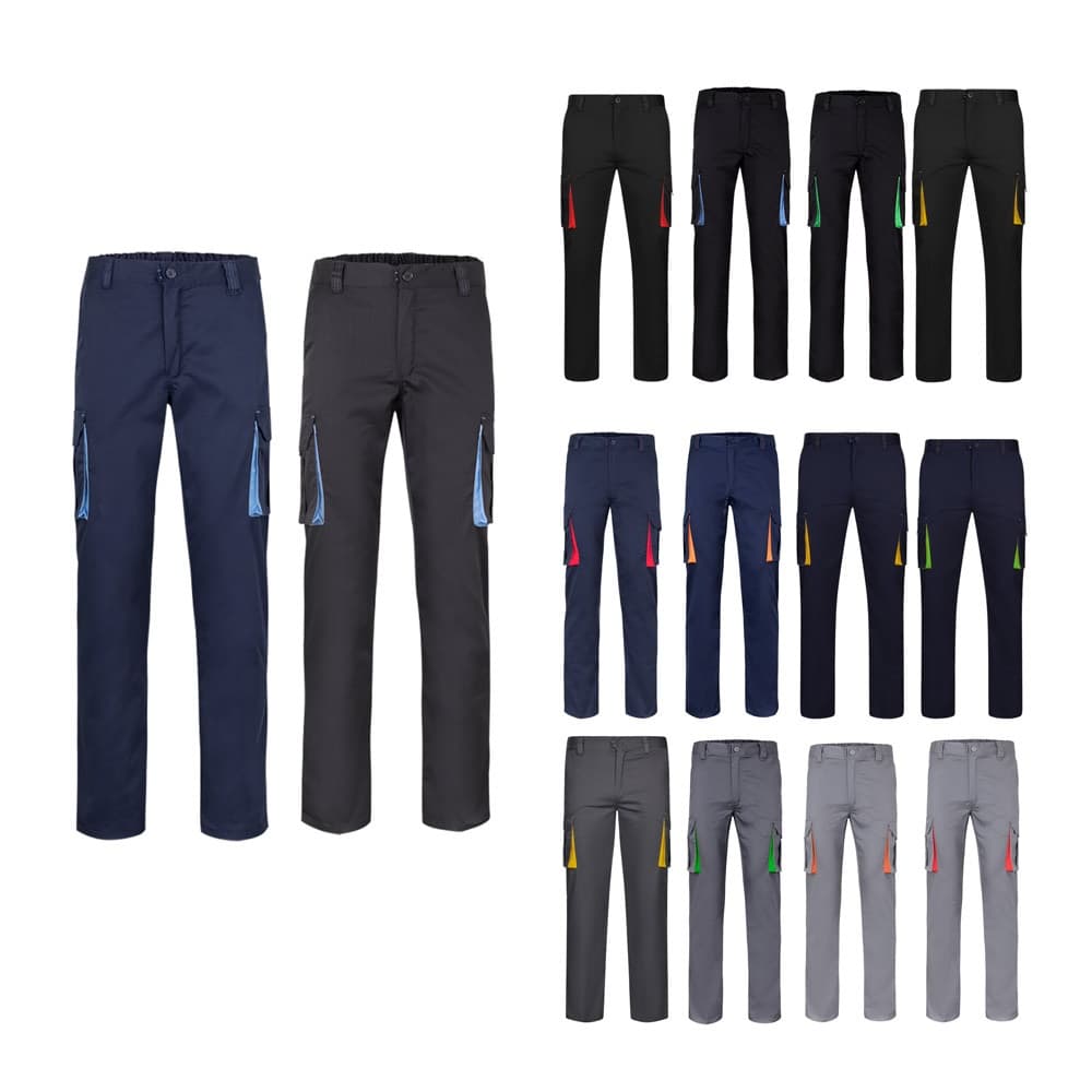 VL FIDES. Pantaloni elasticizzati bicolore con diverse tasche (240g/m²), in cotone (46%), EME (38%) e poliestere (16%) - vista 4