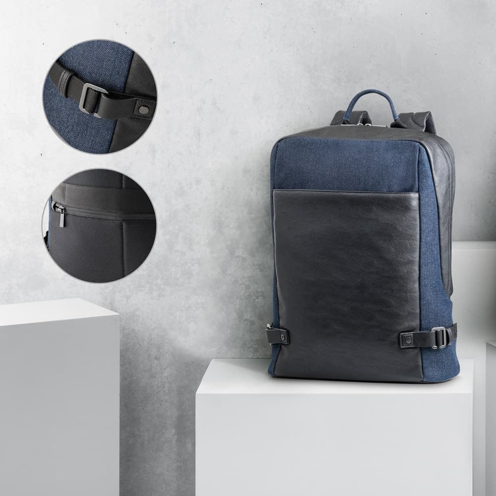 DIVERGENT BACKPACK I. Zaino porta PC fino a 15'6'' in denim e PU - vista 7