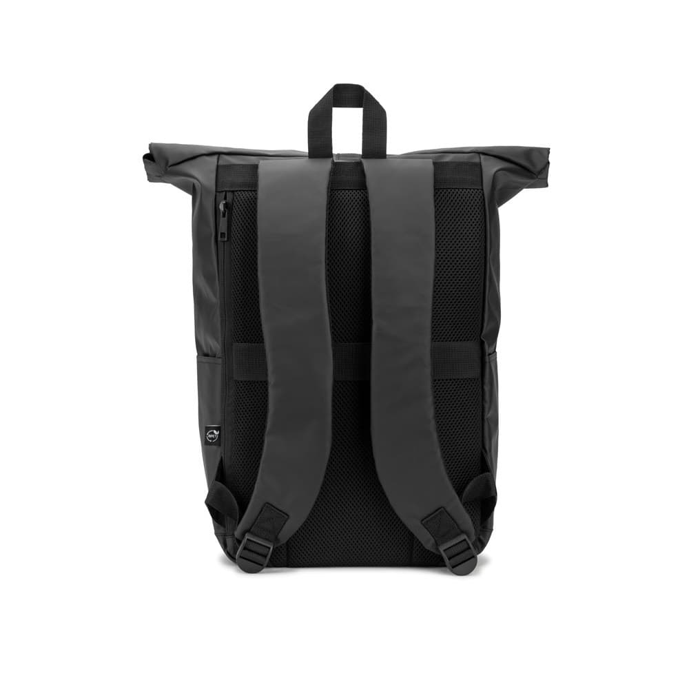 OSASCO BPACK. Zaino con parte superiore arrotolabile e sistema di cerniera che consente di arrotolare la parte superiore per adattarla al volume dello zaino, realizzato in poliestere riciclato 600D - vista 3