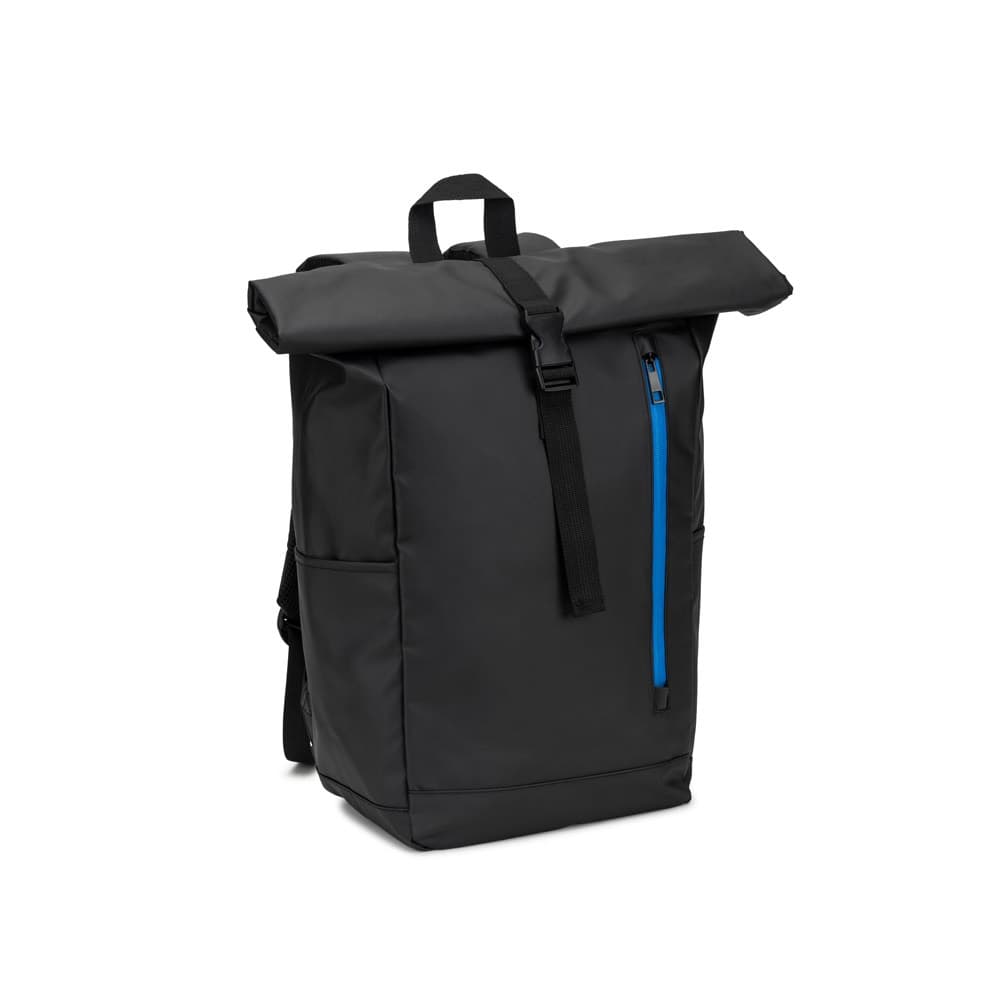 OSASCO BPACK. Zaino con parte superiore arrotolabile e sistema di cerniera che consente di arrotolare la parte superiore per adattarla al volume dello zaino, realizzato in poliestere riciclato 600D - vista 1