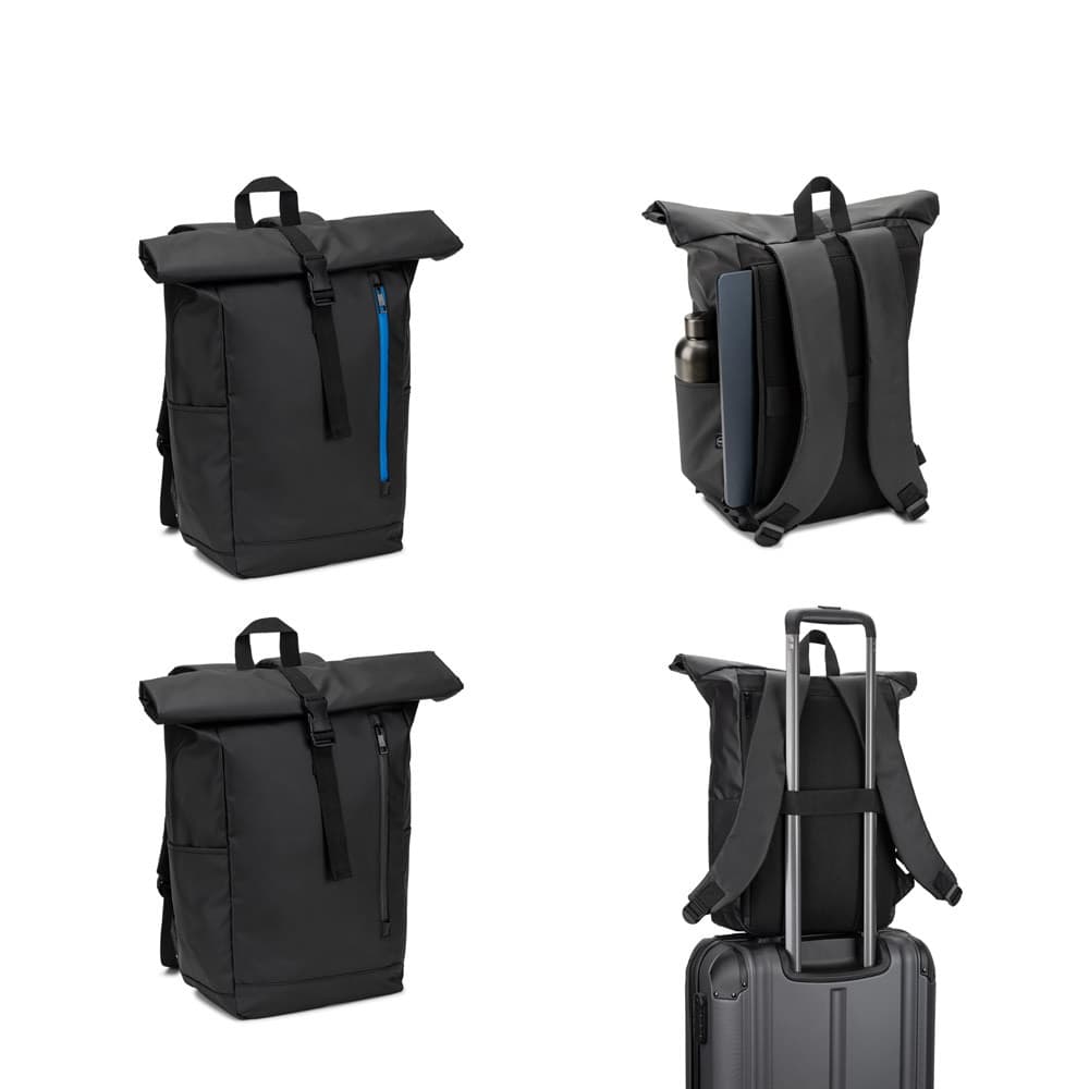 OSASCO BPACK. Zaino con parte superiore arrotolabile e sistema di cerniera che consente di arrotolare la parte superiore per adattarla al volume dello zaino, realizzato in poliestere riciclato 600D - vista 8