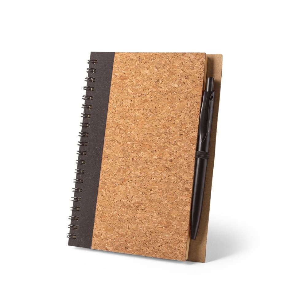 VICENTE. Block notes B6 con penna a sfera in sughero e poliestere riciclato (100% rPET) - vista 1