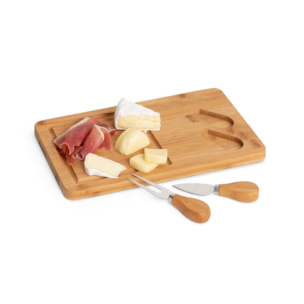 WOODS. Tagliere per formaggi in bambù con due utensili in acciaio inossidabile - vista 3