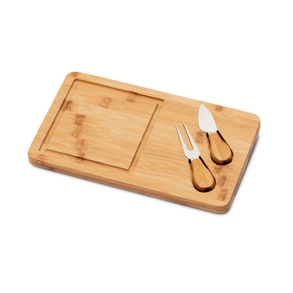 WOODS. Tagliere per formaggi in bambù con due utensili in acciaio inossidabile - vista 1