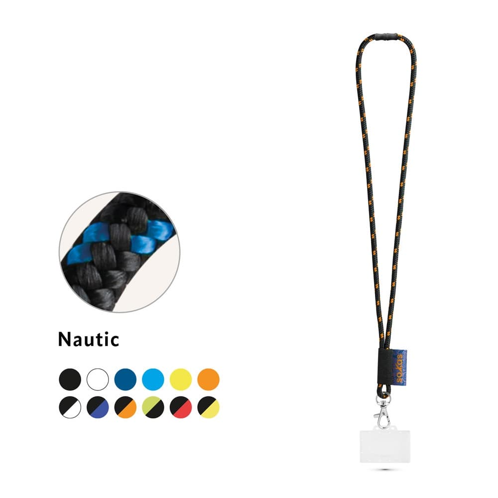 BRIDPORT. SET Lanyard NAUTIC Lungo (Ø 7 mm) con moschettone a grilletto da 9 mm, chiusura di sicurezza da Ø 7 mm e porta badge/tessera rigido da 91 x 68 mm - vista 2