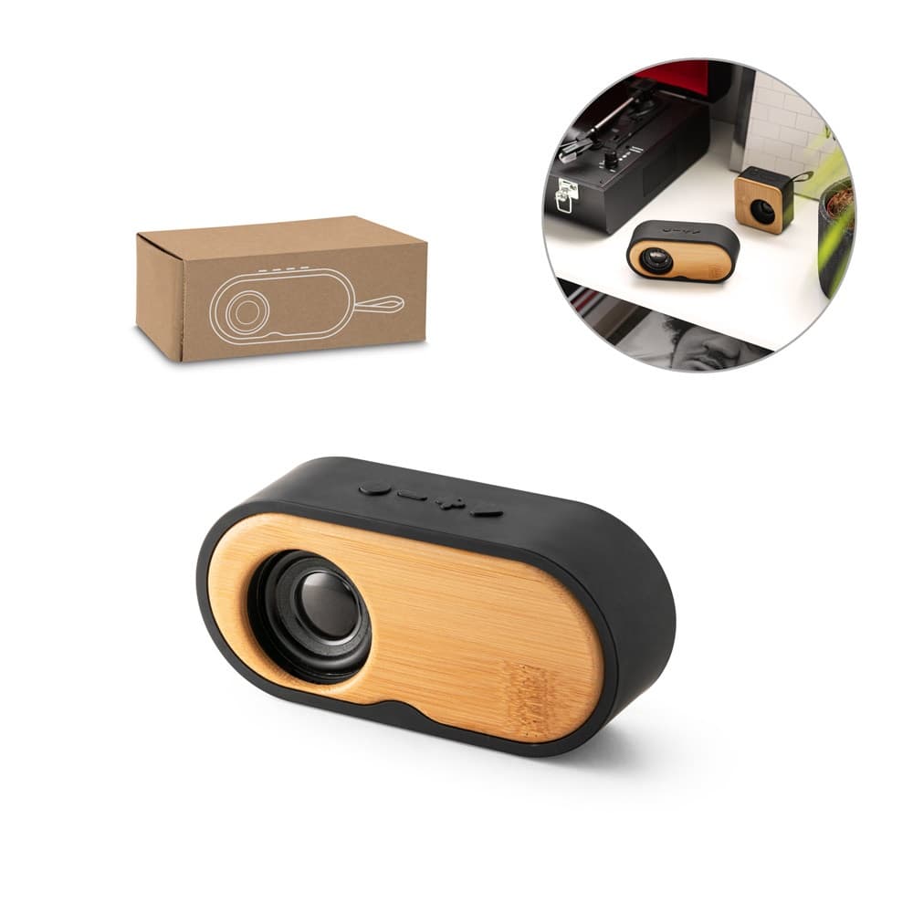 TILLY. Altoparlante portatile da 3W con durata della batteria di 5 ore in bambù e ABS riciclato (100% rABS) - vista 5