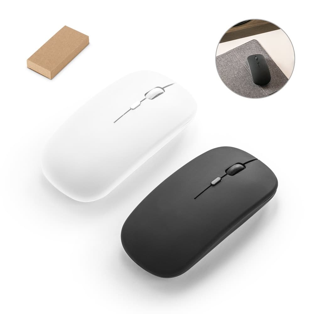 KHAN. Mouse wireless con batteria da 500 mAh in ABS riciclato (100% rABS) - vista 4