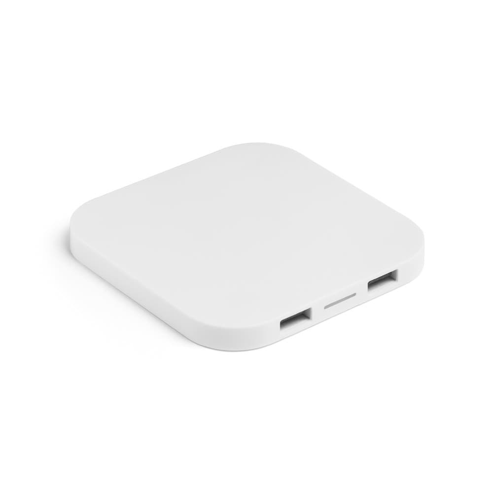 CAROLINE. Caricatore wireless superveloce da 15 W con HUB 2 porte USB-A in ABS riciclato (60% rABS) - vista 1