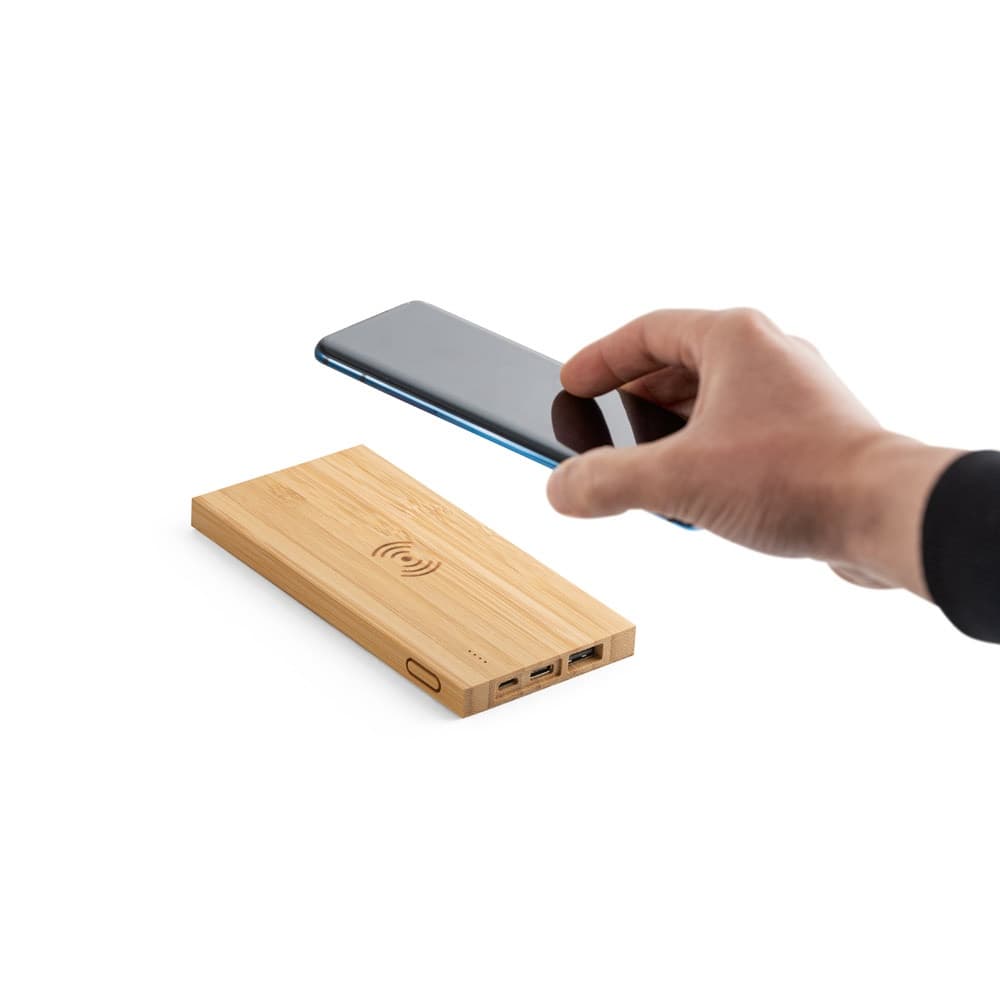 FITCH. Power bank da 5'000 mAh con caricatore wireless da 5W in bambù - vista 2