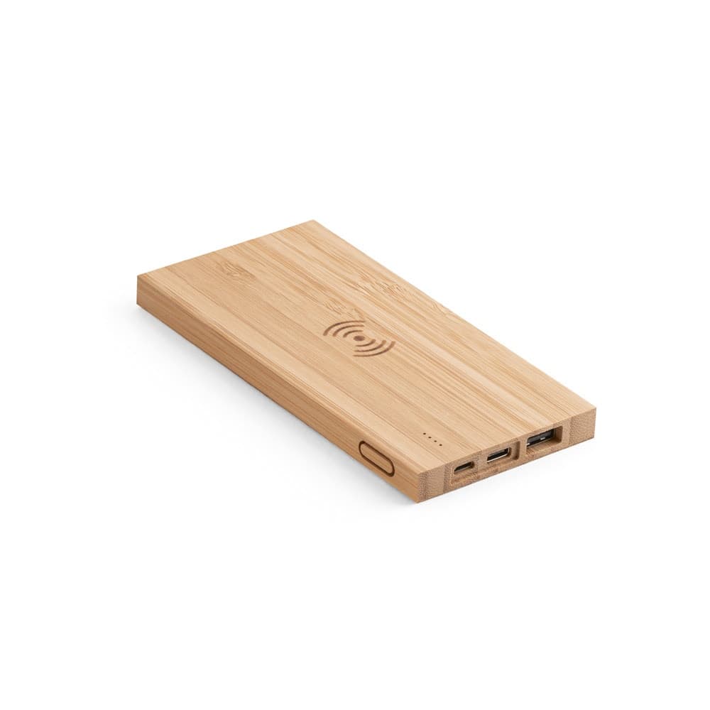 FITCH. Power bank da 5'000 mAh con caricatore wireless da 5W in bambù - vista 1