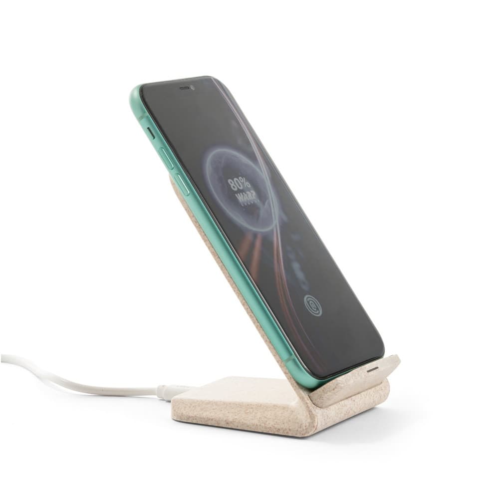 ENGLERT. Supporto per smartphone con caricatore wireless veloce da 10W in ABS riciclato (70% rABS) e fibra di paglia - vista 3