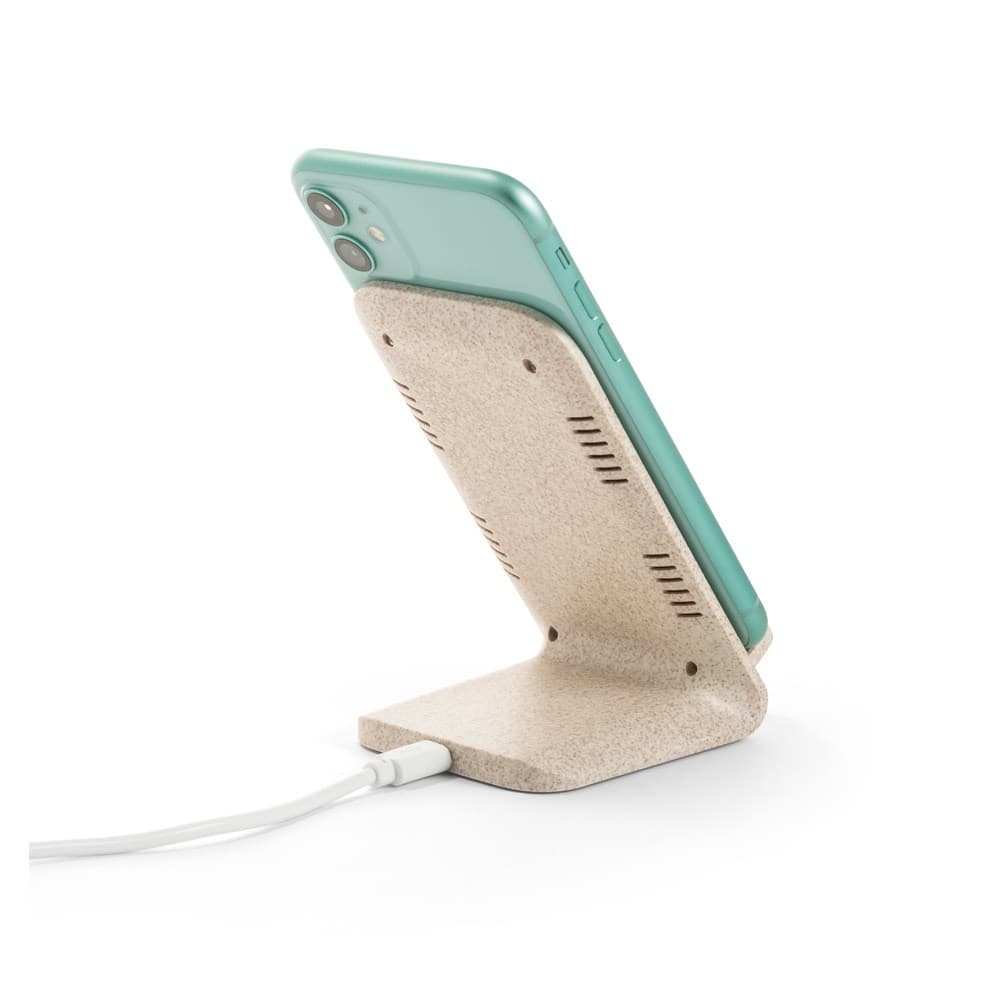 ENGLERT. Supporto per smartphone con caricatore wireless veloce da 10W in ABS riciclato (70% rABS) e fibra di paglia - vista 4