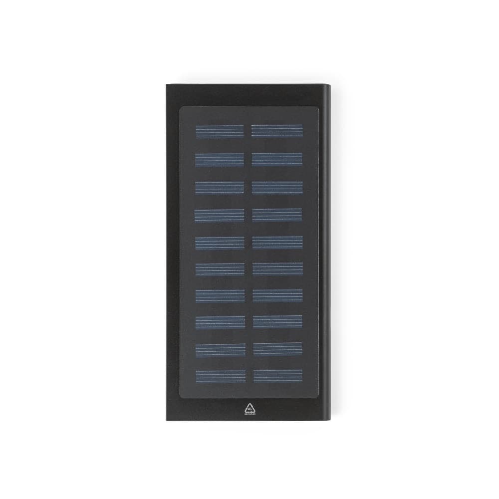 CLERK. Power bank da 8'000 mAh con pannello solare in alluminio 100% riciclato