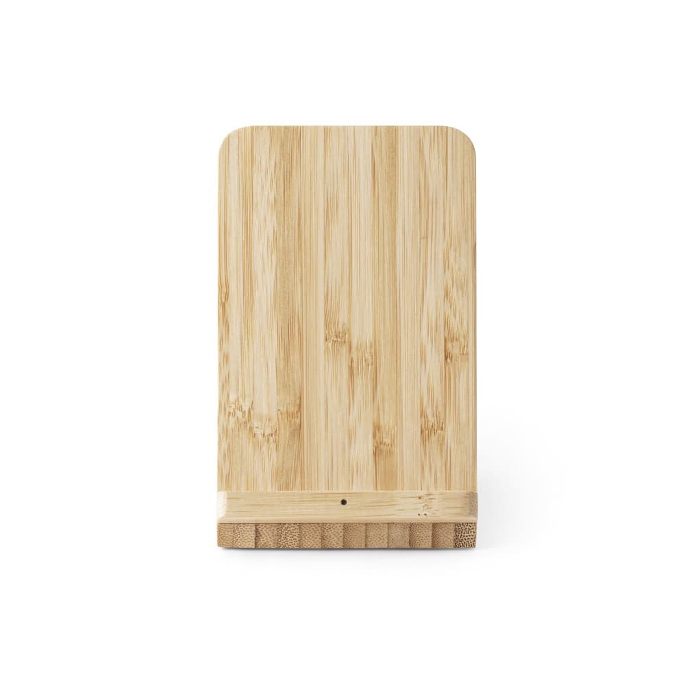 LEAVITT. Supporto per smartphone e porta biro con caricatore wireless veloce da 10W in bambù
