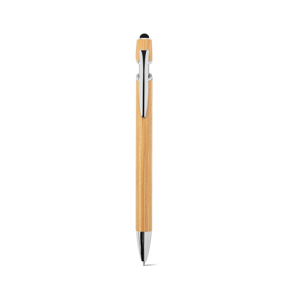 NEIL BAMBOO. Penne a sfera in bambù, con dettagli inalluminio cromato