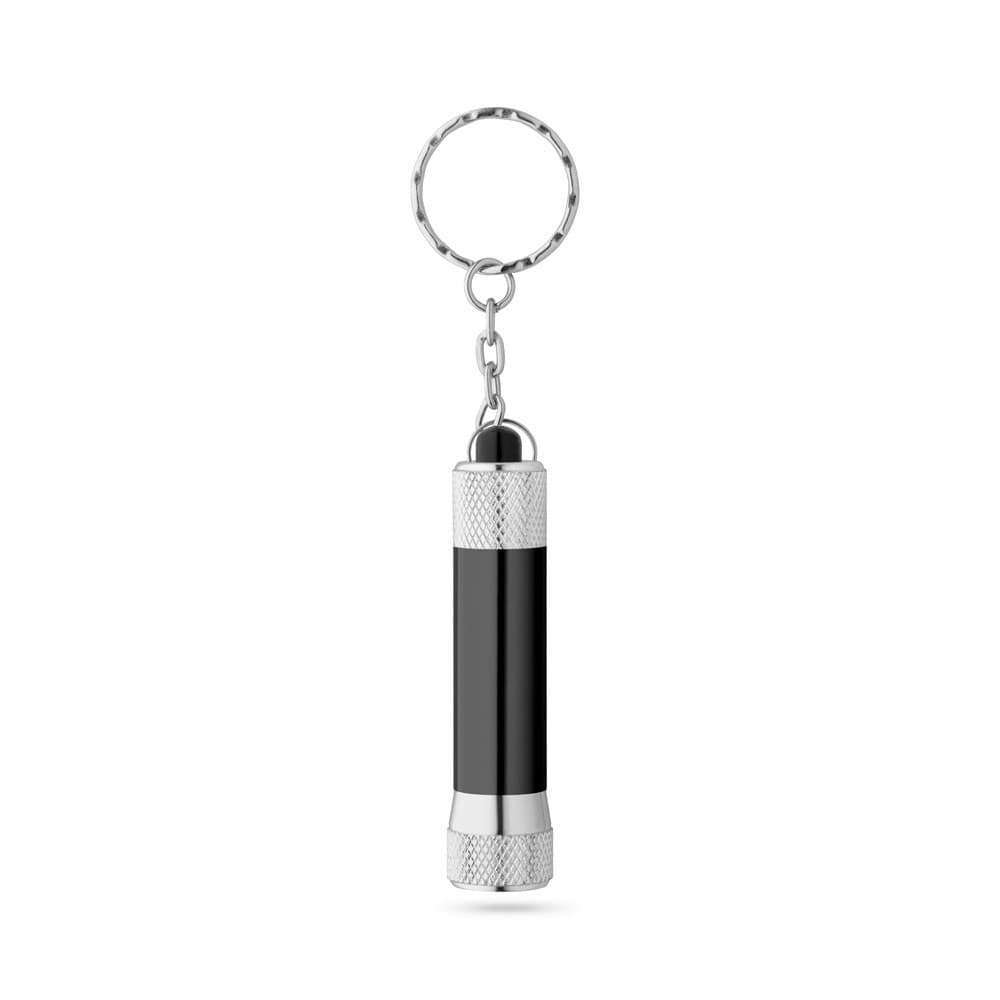 RE-LERGAN. Portachiavi in alluminio (riciclato al 92%) con torcia LED a 3 luci