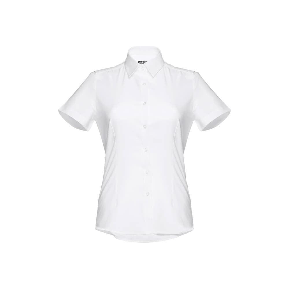 THC LONDON WOMEN WH. Camicia oxford da donna a maniche corte. Colore bianco