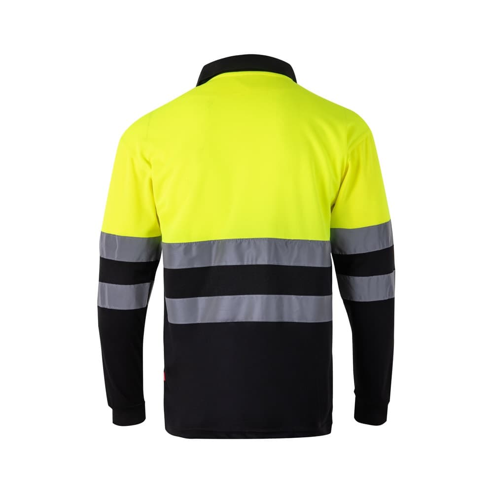 VL VULCAN. Polo bicolore bird-eye (160g/m²) con maniche lunghe, in poliestere (100%)